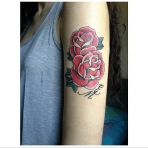 My first tattoo #oldeschool #roses #letters 