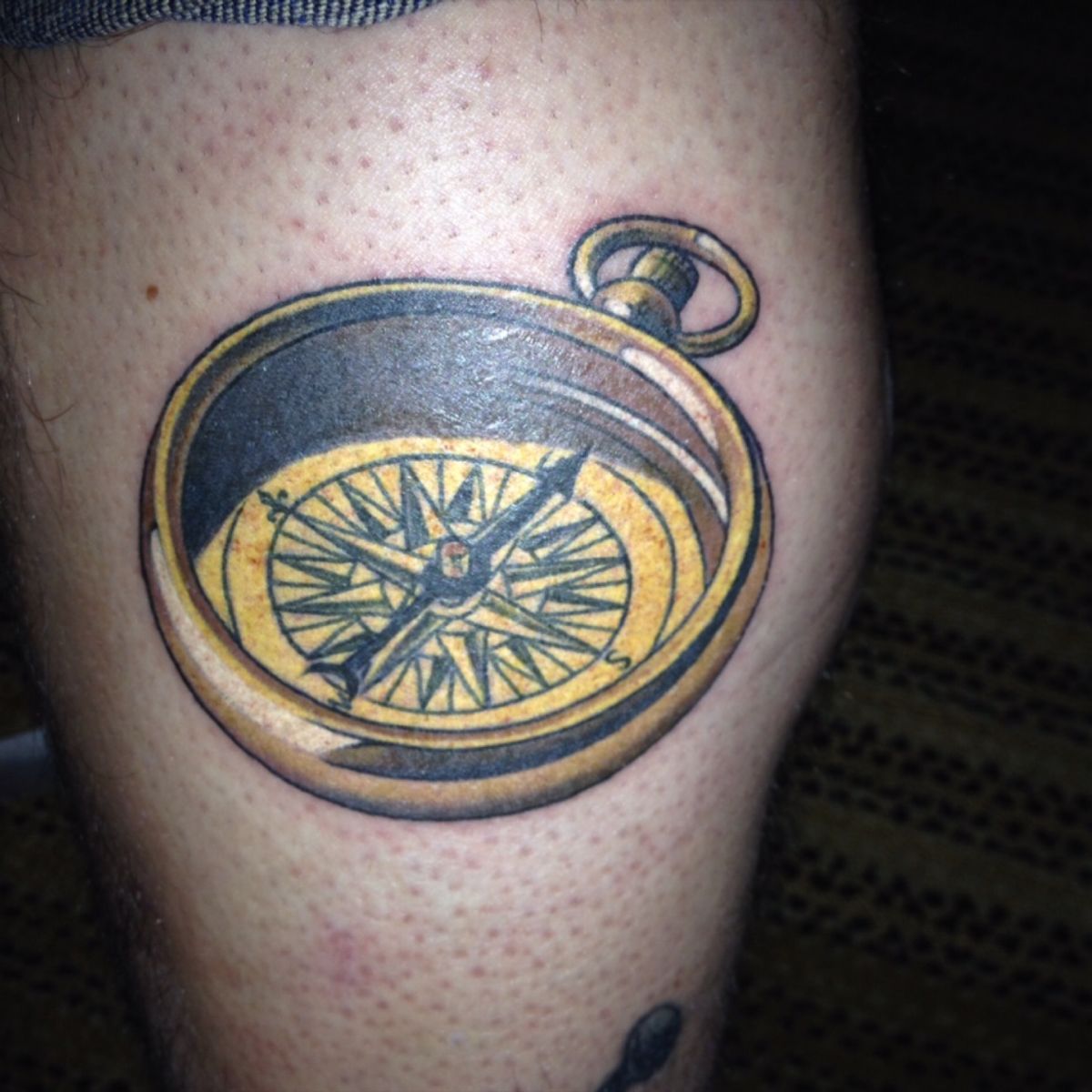Tattoo uploaded by Cody Carpenito • Compass pointing East. Representing Boston Massachusettrs