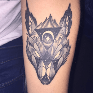 My first tattoo ❤️ #wolf #moon 