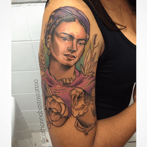 Frida Kahlo in Neo traditional #neotrad #neotraditional #fridakahlo #tattoo #neotraditionaltattoos 