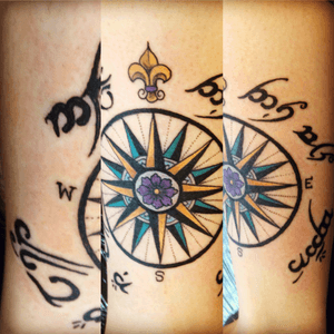 For all the LoTR fans out there :) 'Not All Those Who Wander Are Lost' in Elvish around a compass. Done at Limited Edition Studio Doncaster by the amazing Beth #lordoftherings #elvish #inspirationalquote #compasstattoo #colour #colourtattoo #legtattoo #lowerlegtattoo #scripttattoo #script #doncastertattoo 