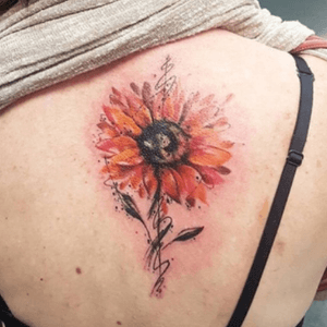 #daisy #flower #watercolor #color #coverup by #tattooartist #SmelWink @smelwonk of #victimsofink #chapel 