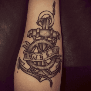 My very first tattoo 💜 #nametattoo #blackandgrey #anchor #secretink #cornwall