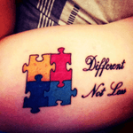 My second ever tattoo for autism awarness, would never change my little brother for the wold!! #autism #differentnotless #raiseawarness    #dreamtattoo 