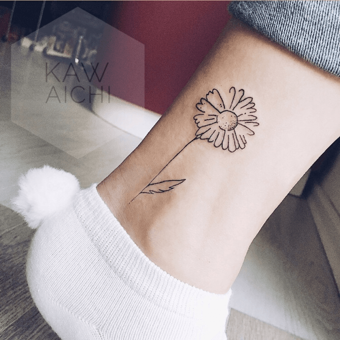 Handpoked small chamomile tattoo by Lara Maju  Tattoogridnet