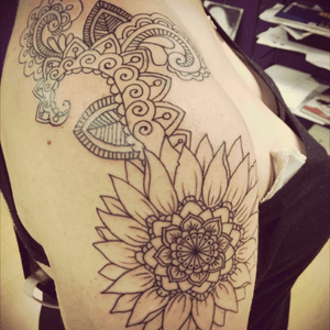 Mandala tattoo not finished yet. Will eventually be a sleeve and have color (: #mandala 