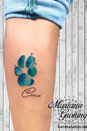 Watercolor dog’s paw tattoo, tatuaje de huella de perro en acuarela. #tattoooftheday #tattoo #watercolor #acuarela #tatuaje #perro #dogtattoo #dog 