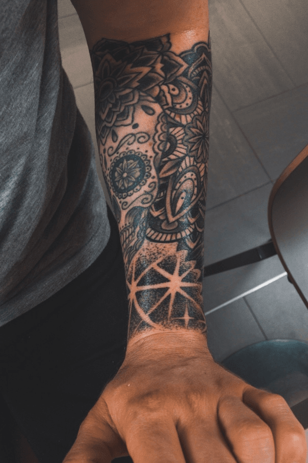 Tattoo Uploaded By Guillaume Skull Mexican Mandala Mandalatattoo Arm Halfsleeve Tattoodo