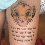 Lion King Tattoo. #lionking #lionkingtattoo #tattoo #legtattoo #disneytattoo #disney #simba #simbatattoo #colourtattoo Done By Tom at C16 in Hatfield,Hertfordshire, UK