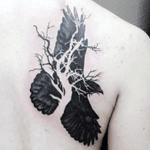 Raven and a tree shoulder tattoo #raven #tree 
