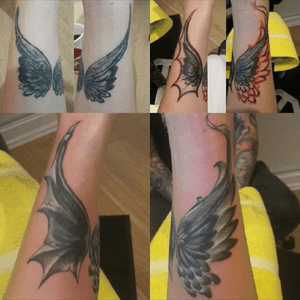 My fouth tattoo, coverup. Thats why you go to a professional and not to a boy #coverup #wings #wingstattoo 