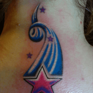 Done by the Rev. Charles Cain at Mark of Cain Tattoo, March 2012 #star #freehandtattoo #freehand 
