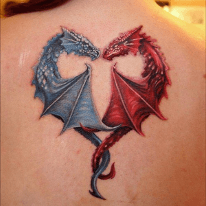 Dragons in heart shape tattoo #dragon 