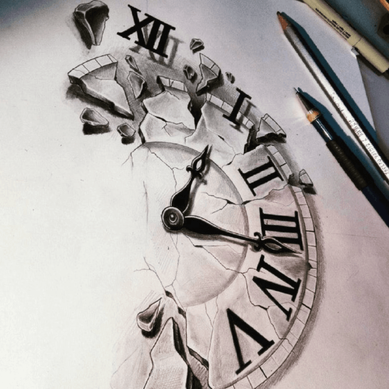 broken clock drawing