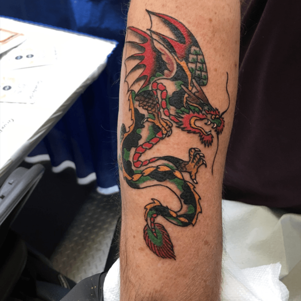 Sailor Jerry Dragon Tattoo Flash  KYSA ink design tattoo  Dragon tattoo  flash Tattoo museum Sailor jerry tattoos
