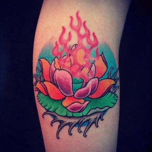 Tattoo uploaded by Flo • My First Tattoo <3 #lotus #flower #flames #water • Tattoodo Tattoo uploaded by Flo • My First Tattoo <3 #lotus #flower #flames #water • Tattoodo