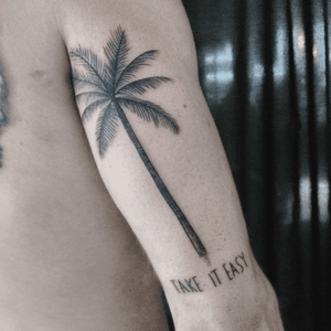 palm tree tattoo, take it easy