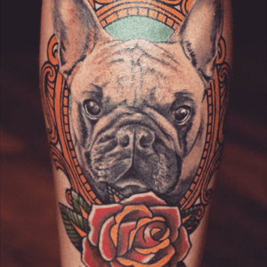 My frenchie, Lowie #traditional #oldschool #sailorjerry #frenchie #dog #bulldog #frenchbulldogtattoo #theforbiddenline