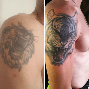 Cover-up #tattoo #tattooed #ink #inked #blackandgrey #tiger #tigertattoo #coverup #czechrepublic #art #tattooart #pavluss