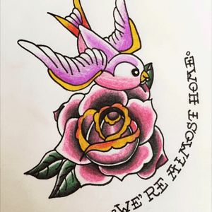 This is the tattoo I designed to represent my grandparents. "We're alomst home" is a song we always sang when we were almost to their house, no matter where we had been.