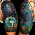 Custom galaxy and earth coverup of some old tribal. Would love to do more like this! Email me at burke.brigid@gmail.com  #galaxy #galaxytattoo #customtattoo #coverup #coveruptattoo #nebula #nebulatattoo #earthtattoo #planettattoo #earth #planet #tattooedguys #colortattoo #color #colorful #ink #inked #brookly #brooklyntattoo #nyc #nyctattoo 