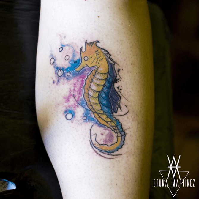 Artistically drawn bright rainbow polygonal seahorse on white  background Bright tattoo Stock Vector Image  Art  Alamy