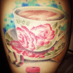 Tea in a china tea cup with matching saucer, liquorice allsorts and rich tea finger on the side. Tattoo in tribute for my loving Gran and Grandad who have both sadly passed away. Done by Gary Wiedenhof of Inkredible Kreations, Perth, Scotland.#inkrediblekreations #garywiedenhof #teacup #cupandsaucer #tea #liquoriceallsorts #richtea #biscuit #lowerlegtattoo #calftattoos 