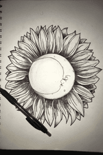 Sunflower moon tattoo by Devon Sandiford