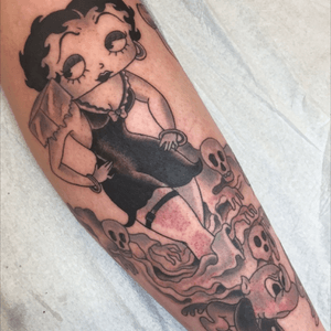 Betty boop spooky leg sleeve progress. For all appointments email: Beau@capturedtattoo.com 