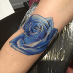 Little blue rose I did on the inner elbow. #nofilter #bluerose #color #colour #blue #elbowtattoo 