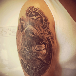Got my first tattoo when i turned 40 and wanted the moment in time and strength of a lion put on my body for life!