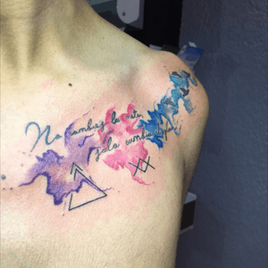 #watercolor #letters #phrases #tattoo #tattoolife #figures #geometrictattoo #colorful #watercolorart #watercolortattoo #chesttattoo #inked #inklife #ink 