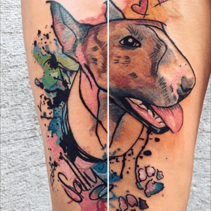 #dogtattoo #bullterrier #watercolor #sallyismyeverything 