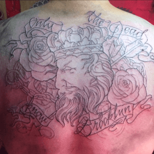 trine at infernum tattoo nyc "only the dead know brooklyn" outline #backtattoo #Brooklyntattoo #brooklyn 