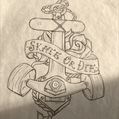 Tattoo idea laying down #skate #skateordie #lines #ideas #traditional #wheels 