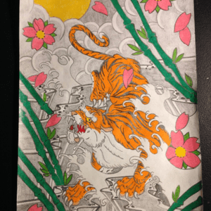 My tiger tattoo sketch colored i think it came out good😉