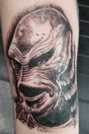 Creature from the black lagoon tattooed by Mike Timm of Extreme Addiction Tattoo