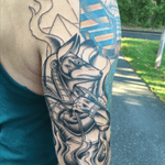 Got this started yesterday to add to the Powerslave piece. Rob Kells at Kelltic Ink #kellticink #anubis #powerslave #ironmaiden 