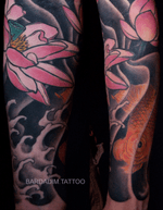 Healed piece. Japanese tattoo. Japanese sleeve. #koi #japanese #japanesetattoo #halfsleeve #irezumi #japanesesleeve #colortattoo #koifish #tattooartist #tattooart #bardadim 