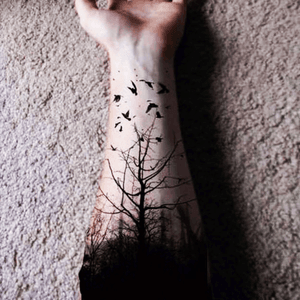 Tattoo idea #insparation #forest #birds #blackandgrey #dreamtattoo #forearm 