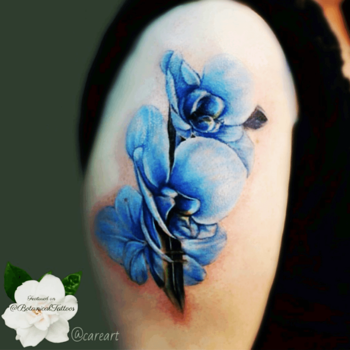 blue orchid flower tattoos