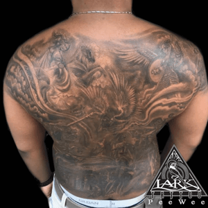 Tattoo by Lark Tattoo artist PeeWee  #tattoo #tattoos #tat #tats #tatts #tatted#tattedup #tattoist #tattooed #tattoooftheday #inked #inkedup #ink #tattoooftheday #amazingink #bodyart #tattooig #tattoososinstagram #instatats #westbury #larktattoowestbury #larktattoo #larktattoos  #bng #bngtattoo #blackandgraytattoo #sevendeadlysins #sevendeadlysinstattoo #religioustattoo #fullbacktattoo #fullbackpiece 