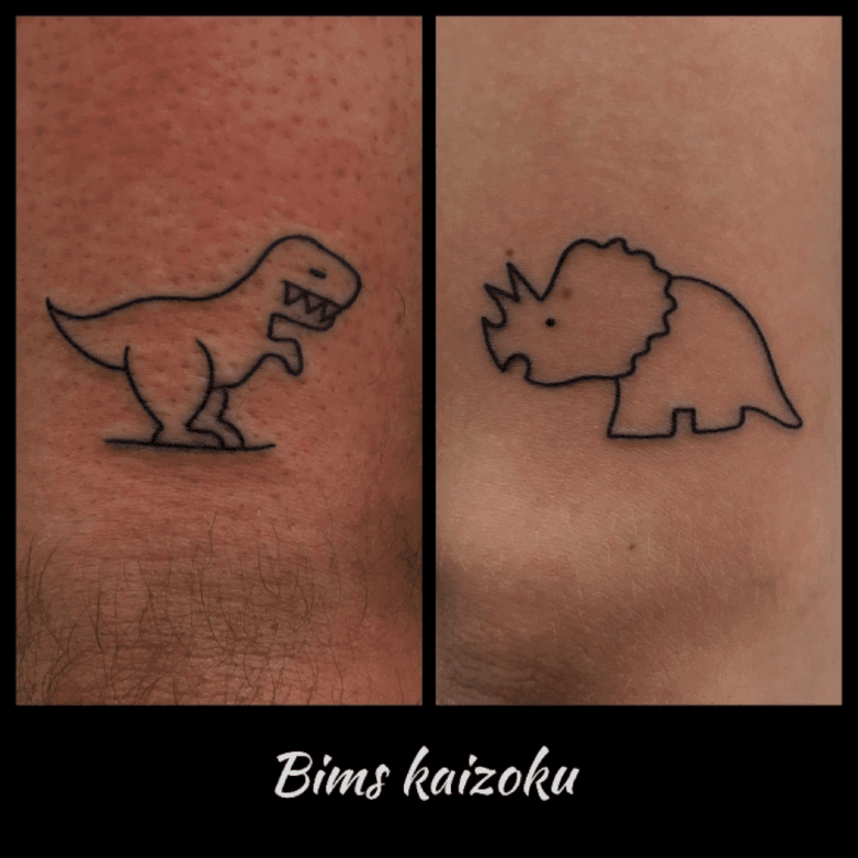 Little Tattoos  Minimalist matching TRex triceratops and