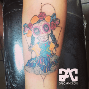 Mexican doll skull tattoo
