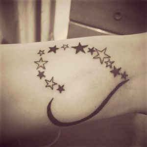 A small Heart with stars peice on a wrist i done #hearttattoo #heartandstars #tattoo #inked #intenzeink #eikon #wristtattoo 