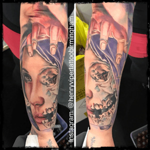 Second day France tattoo convention. #tattoo #face #skull #forearm @anonymousinkofficial #colourtattoo