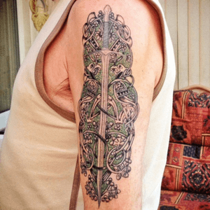 2014 or thereabouts - Gandalf's sword Glamdring was done first, then embellished later. By Sheila King, Somerset UK.