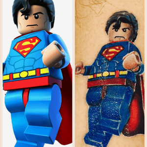#superman #supermantatoo #lego #tattoodesign #manofsteel #supermanlego #supermanlegodesign #tiny #tinytattoo #3d #3dtattoo 