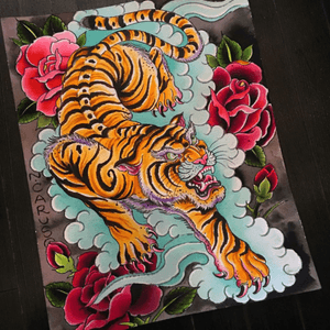 #tiger #tigerpainting #JapaneseArt #colortattoo #nickcarusotattoo #roses 