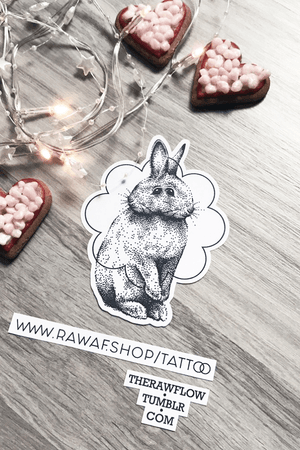 Surreal rabbit tattoo design, download: www.rawaf.shop/tattoo #tattoo #dotwork #rabbit #bunny #cute #abstract #surreal #animal #dotworktattoo #rabbittattoo #bunnytattoo #animaltattoo #blackwork